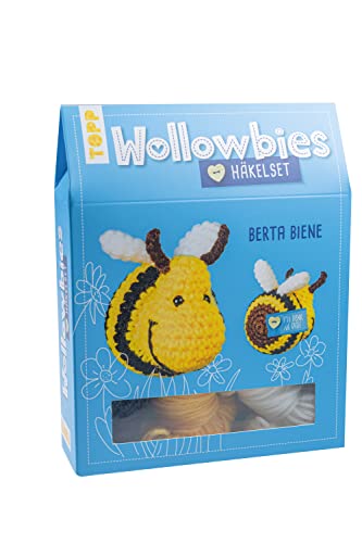 Frech Wollowbies Häkelset Biene: Anleitung und Material für eine Biene Zum Selber-Häkeln. Mit Holzknopf und Stofflabels Zum Individualisieren. Fertiges Modell ca. 7 cm