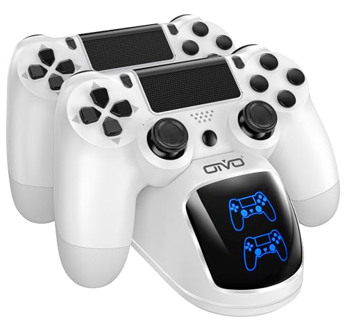 OIVO P4 Controller Ladestation, P 4 Controller Ladestation mit 1,8 Stunden Ladechip, P4 Charger Dock Staion, Controller Ladegerät für Sony P 4/Pro/Slim Controller Weiß