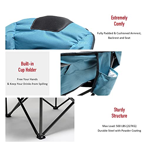 SUNNYFEEL Oversized Folding Camping Chair, XL Club Saucer Chairs, Padded with Cushion, Heavy Duty Portable, Blue - Image 5