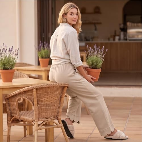 Scalloped Pants for Women Flowy Low Rise Baggy Loose Wide Leg Pants, Brown | Elastic Waisted, Straight Leg, Drawstring, Going Out Bottoms, Athletic, Gym, Work Out, Running, Fall Clothing with Pockets - image 8