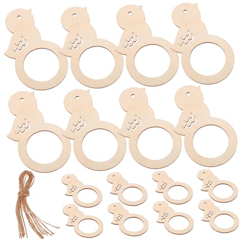 Toyvian 20 Piezas Anillos de Servilleta de Madera Forma de Unidades Decoración Elegante para Fiestas de Pascua Cenas Primaverales y Bodas