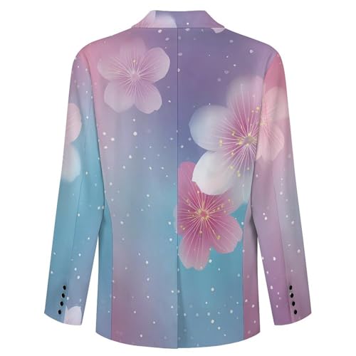 Gradient Cherry Flowers Men's Blazer Printed Button Suit Jacket Slim Sport Coat Blazers4