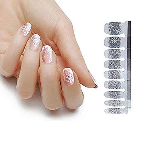 HIGH'S Christmas Nail Stickers Nail Art Self-Adhesive Decals Full Wraps Polish Stickers Strips DIY Nail Art Decoration Christmas Party for Women Girls and Kids (Christmas Snowflake)