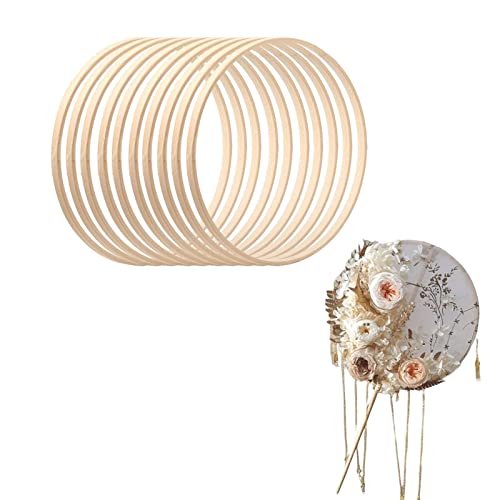 astound Luoji Anillos para Artesanía De Bambú Anillos De Guirnalda Guirnalda De Aro Floral De Bambú De Madera Anillos De Aro Artesanales De Macramé para Atrapasueños De Bricolaje