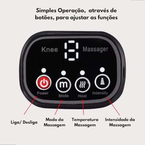 Joelheira Massageadora Portátil com Aquecimento, Vibração Alívio Rápido para Dores e Fadiga Temperat
