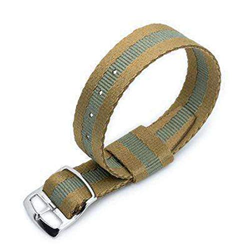 Strapcode 20mm MiLTAT RAF N7 N.A.T.O Correa para Reloj, Arena y Verde Militar, Hebilla Deslizante de Bloqueo de Escalera Pulida