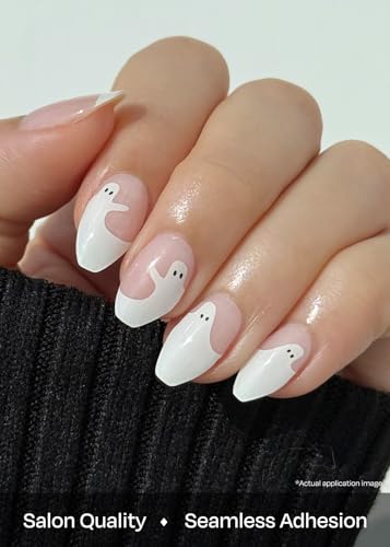 Image of ohora Semi Cured Gel Nail Strips (N Peek a Boo) - Works with Any Lamps, Salon-Quality, Long Lasting, Easy to Apply & Remove - Includes 2 Prep Pads, Nail File & Wooden Stick
