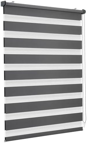 Sekey Doppelrollo Klemmfix ohne Bohren für Fenster, Doppelrollo 50 cm breit, Duo Rollo Jalousie Sonnenschutz, 50x150cm, Dunkelgrau