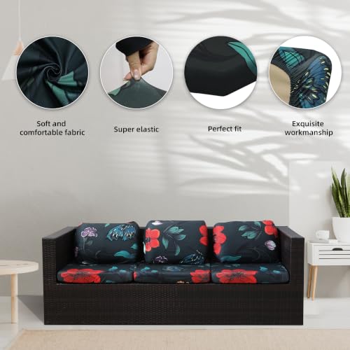 Image of 8 Pcs Outdoor Cushion Covers, Patio Sofa Cushion Covers Replacement
