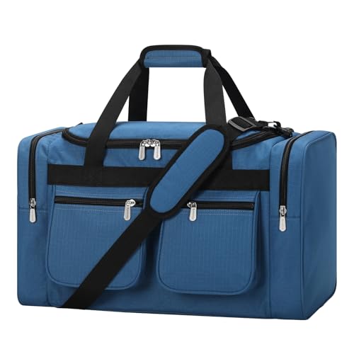 20 inch Gym Bag for Men, 40L Sports Duffle Bag with side pockets durable Weekend Overnight Bag for Travel, Workout, Fitness (Blue)