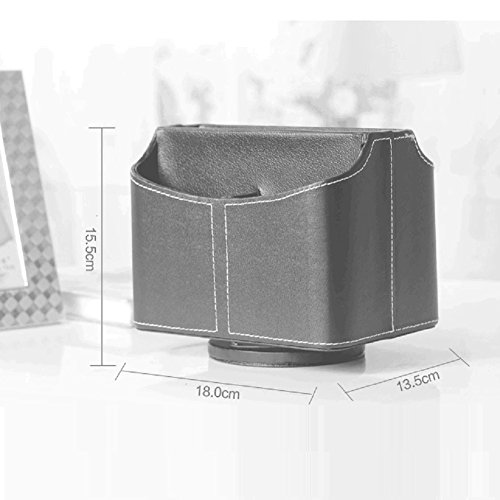 Organisateur de bureau pour télécommande en cuir PU rotatif marron avec 5 compartiments