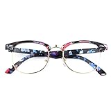 klare Linsen ohne Sehstärke CGID 50er Jahre Retro Nerd Brille Halbrahmen Hornbrille Stil Rockabilly Streberbrille,multicolored A