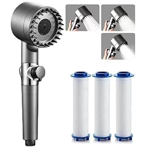 Octonyluck Douchekop, waterbesparend met 3 straalsoorten, hogedruk douchekop met filter, handdouche met 3 filters