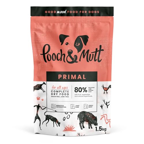 Pooch & Mutt - Getreidefreies Primal Hundetrockenfutter mit hohem Proteingehalt, Wildschwein-Geschmack, 1,5 kg