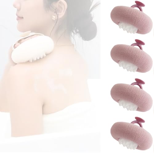 Associating Super Soft Sunflower Suction Cup Bath Ball, 2025 New Upgrade 2-in-1 Sunflower Bath Ball, Exfoliating Bath Sponge Cleaning Brush,for Women Men (Purple)
