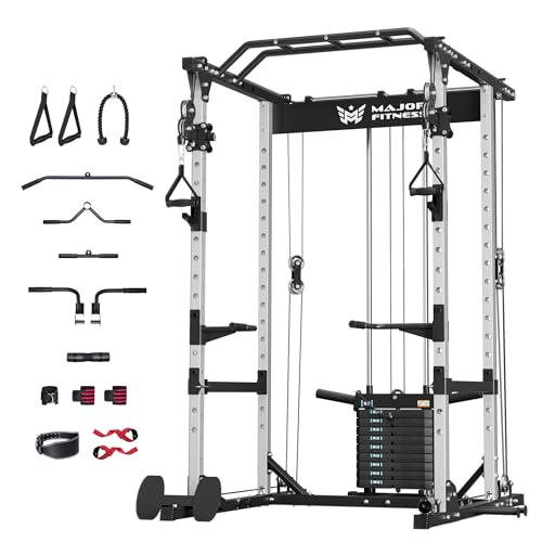 Image of MAJOR FITNESS Power Cage Drone1 Premium- Multi-Function Power Rack for Home Gym, Squat Rack with Pull-up Bar, Cable Crossover System, J-Hooks, for Strength Training, Heavy-Duty Steel Construction