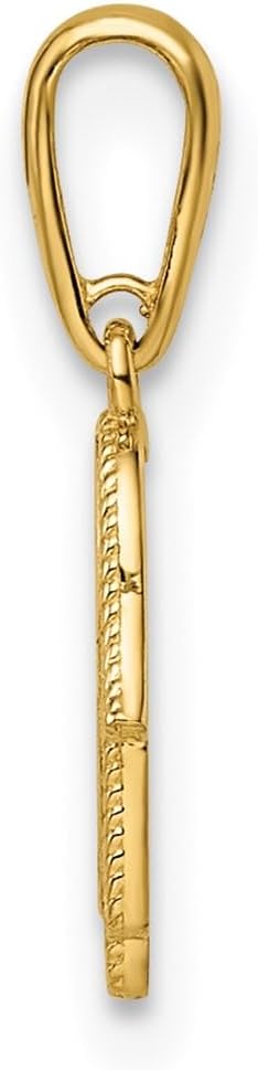 Jewelry Affairs 14k Yellow Gold Filigree Hamsa Hand Pendant Charm, 11x8mm