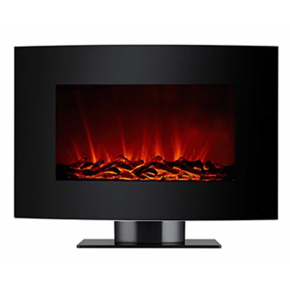Chimenea Eléctrica, 2000W, Cristal Templado Negro, con pie y Mando a Distancia CHE-340 Purline