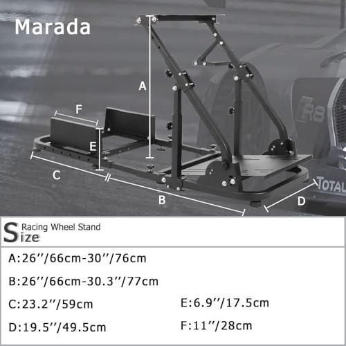 Marada More Stable Racing Simulator Cockpit Compatible with Logitech/Thrustmaster G27 G29 G923 G920 T80 T150 T300RS,Height and Length Aadjustable Steering Wheel Stand,Wheel&Pedals Not Included - Thumbnail 5