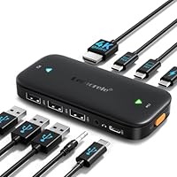 Lemorele USB C KVM Switch HDMI 4K 60Hz, Conmutador USB con Botón