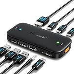 Lemorele KVM Switch 2 PC 1 Monitor [USB C Input]Docking Support 4K@60Hz,4 USB A/C for 2 Computers Share 1 Monitor Keyboard/Mouse/Printer,100W PD,3.5mm Audio for Windows,Mac(Matte Black)