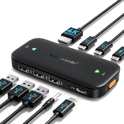 Lemorele USB C KVM Switch HDMI 4K 60Hz, Conmutador USB con Botón para 2 PC 1 Monitor, Compatible con KVM Switch 2 Monitores, Plug and Play, Ideal para Oficina y Casa | Ya disponible en tu tienda friki favorita! En mundofriki.es!