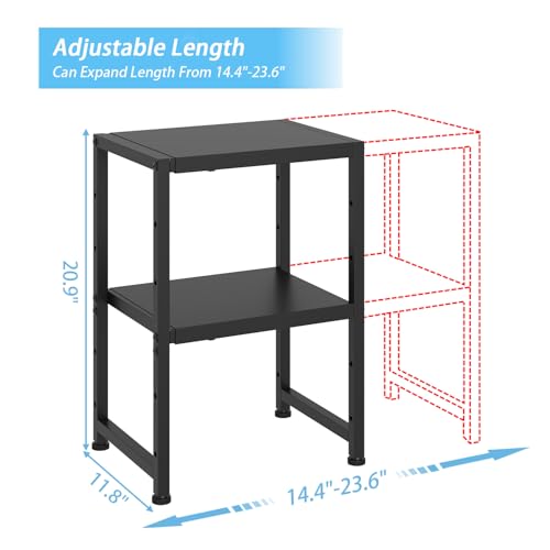 2-Tier Expandable Metal Storage Shelves,150LBS Heavy Duty Shelving Units and Storage For Small Appliance,Adjustable Pots and Pans Organizer Rack Shelf For Kitchen Under Cabinet Pantry Warehouse Garage