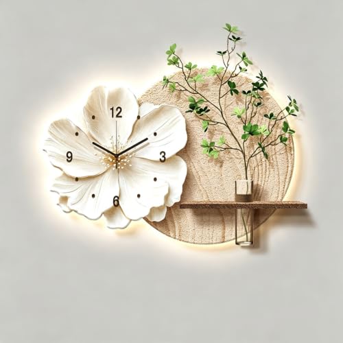 3D Wall Art Decor Glow Sculpture LED Wall Clock Hydroponic Vase