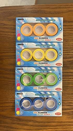 12Pcs Fidget toys pack - Stress Relief Magnetic Rings for Man Woman Teens Kids Boys Girls Anxiety, Funny Christmas Stocking Stuffers Gifts Party Favors (Blue, green, yellow, orange)