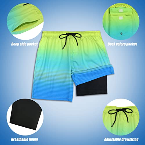 Qranss Swim Trunks For Men 9 Inch 2 In 1 No Chafing Elastic Waist Quick Dry Swim Shorts With Boxer Brief Liner Big Size Large #TOP7