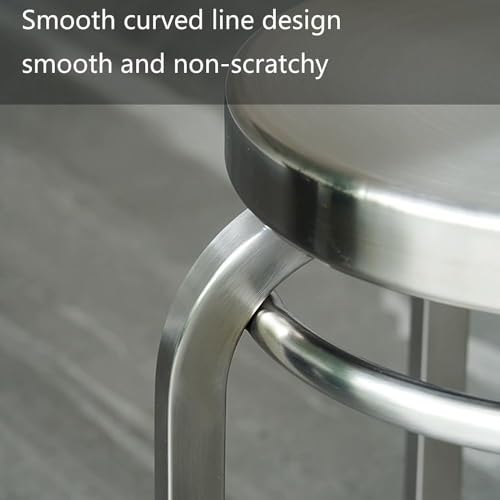 Taburetes de comedor industriales de acero inoxidable, taburetes de bar redondos apilables de metal, altura de mostrador de 18 pulgadas para cocina, comedor o bar - imagen 5