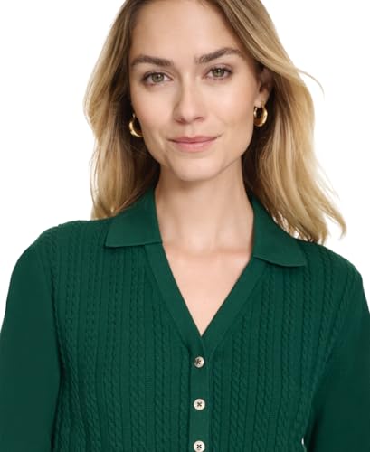 Image of Nautica Women's V-Neck Cable Polo Long Sleeve