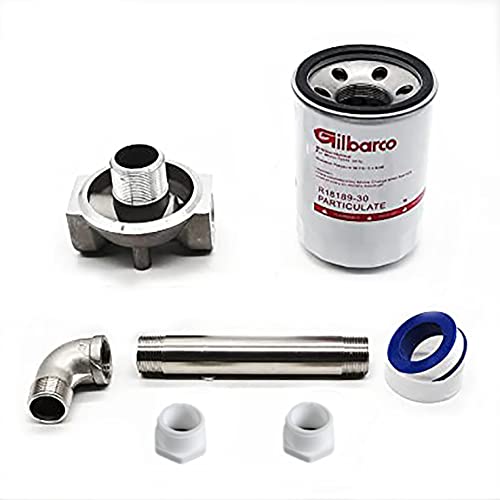 Tuntrol 3/4" Npt Aluminum Fuel Filter Assembly, 30 Micron Spin-On Cartridge Style For Mobile And Stationary Fuel Tank Pump, With S-Steel Elbow And Nipple #TOP30