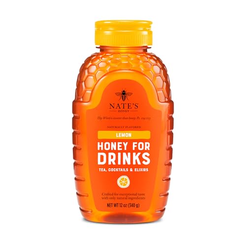 Nate's Lemon Honey for Drinks - Made with 100% Pure Honey and Lemon - 12 oz Squeeze Bottle - Great...