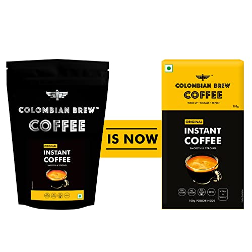 Image of COLOMBIAN BREW COFFEE Pure Instant Coffee Powder, Strong 100gram, Box