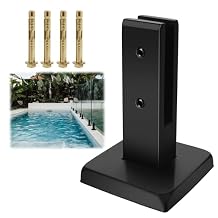 LukLoy Glass Railing Spigot Heavy Duty 304 Stainless Steel Pool Fence Spigot 1 Pack Black Glass Railing Post Clamps Garden Balustrade Railing Balcony Stair ClampNW=2.86lb