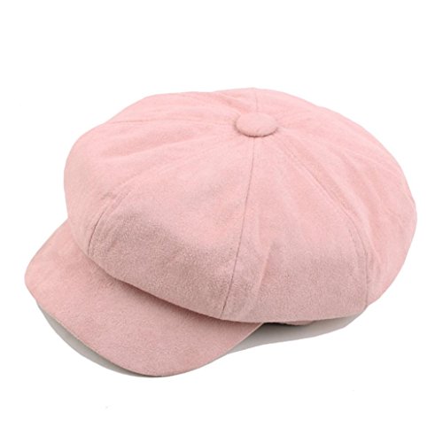 Hemlock Berets Hats, Women Girl Vintage Octagonal Hat Painter's Hat Cap Pile Cap Berets Flat Cap (Pink)