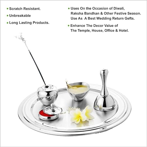 Puja Thali en acier inoxydable pour Pooja Room et Diwali à la maison - 5