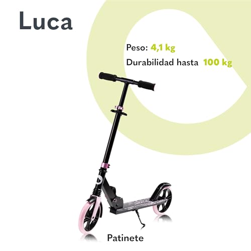 lionelo Luca Patinete Urbano XXL hasta 100 kg, Scooter para niños, Grandes Ruedas 200 mm ShockResist Amortiguador, Volante Ajustable Altura, Freno Plegable - imagen 2
