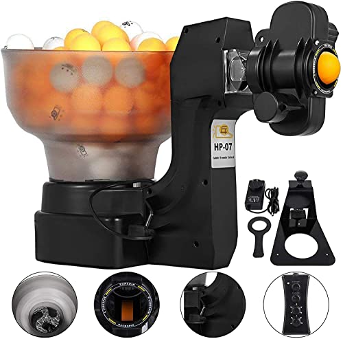 HP-07 Ping Pong Robot Table Tennis Training Robot Automatic Ping Pong Ball Machine Expert with 36 Different Spin Balls for Training Load 110Pcs Balls, 36W