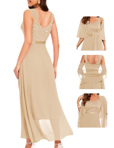 Image of BeryLove Summer Formal Wedding Guest Prom Dresses Sequin Cocktail Evening Lace Elegant Mother of The Bride Dress