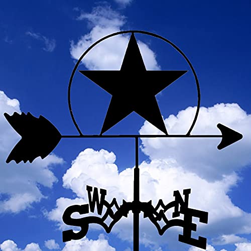 Ydhnb Weathervane Cast Iron With Roof Mount, Weather Vane Garden Metal Decorations Wind Direction Indicator For Outdoor Roof Farm Yard,Lone Star #TOP1