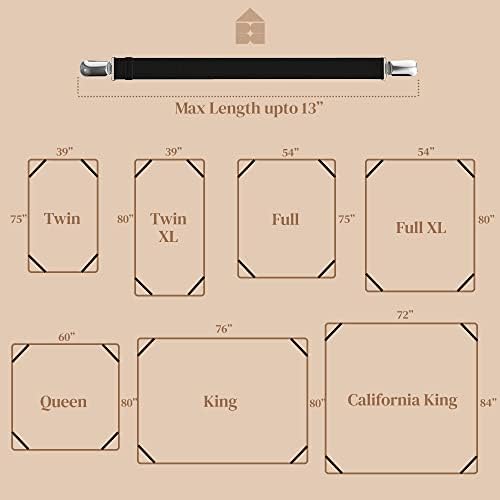 FeelAtHome 4 PCS Bed Sheet Clips Keep Bedsheets In Place-Corner Bands Suspenders For Fitted Sheets - Mattress Sheets Grippers Holders Straps Fits From Twin Queen King Garters Fasteners Clamps