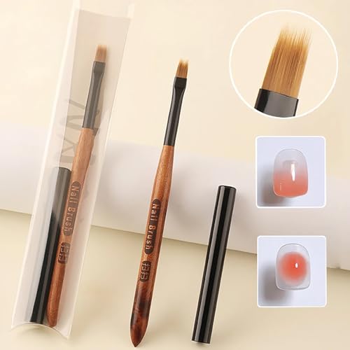 JFIYUOMCI Ombre Nail Brush (Thicken), Precise Gradient & Lace Nail Art Painting Brushes Pen, Acrylic Ombre Brush for Nails, Mahogany Manicure Design Tool for DIY & Salon Gel Polish
