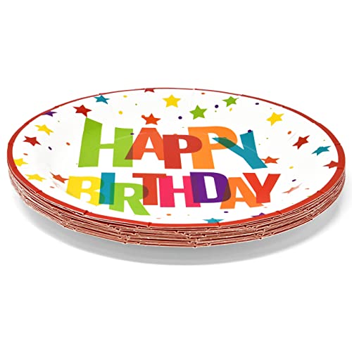 Happy Birthday Party Supplies Tableware Set 24 9" Dinner Plates 24 7" Plate 24 9 Oz. Cups 24 Lunch Napkins For Adult Teens Kids Boys Girls Rainbow Stars B-Day Parties Disposable Paper Goods Decoration #TOP3