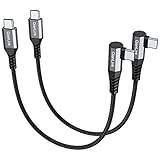 Short USB C to USB C Cable 60W (2-Pack 1ft), USB Type C Fast Charging Charger Cord Right Angle for iPhone 15 16 Plus Pro Max, Samsung Galaxy S24 S23 S22 S21 Ultra, MacBook Air/Pro,iPad Pro,Power Bank