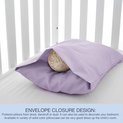 Image of EXQ Home Toddler Pillowcases 13x18 Travel Pillow Case Set of 2, Small Pillow Case Fits Baby Pillow Sized 12x16, 13x18, Kids Pillowcases 2 Pack Machine Washable with Envelope Closure(Lavender)