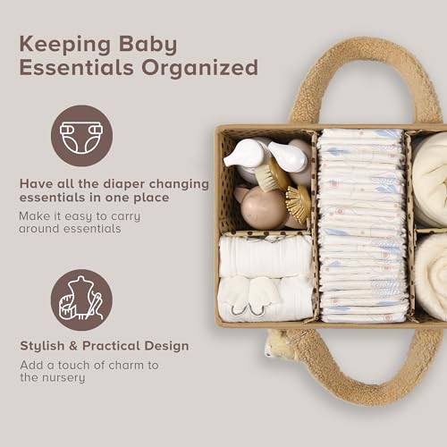 PeraBella Diaper Caddy Organizer for Changing Table, Storage Basket for Wipes, Gift for Baby Shower, Car Organizer, Nursery Organizer, Portable Storage