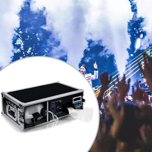 Máquina de niebla de 2000 W, máquina profesional de niebla de baja altura con control remoto DMX, funda de vuelo, tanque de líquido de 3 L, salida de humo ajustable, mini efecto de escenario para