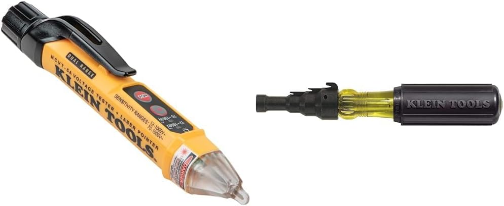 Klein Tools NCVT-5A Voltage Tester and 85191 Screwdriver/Conduit Reamer for 1/2-Inch, 3/4-Inch, and 1-Inch Thin-Wall Conduit
